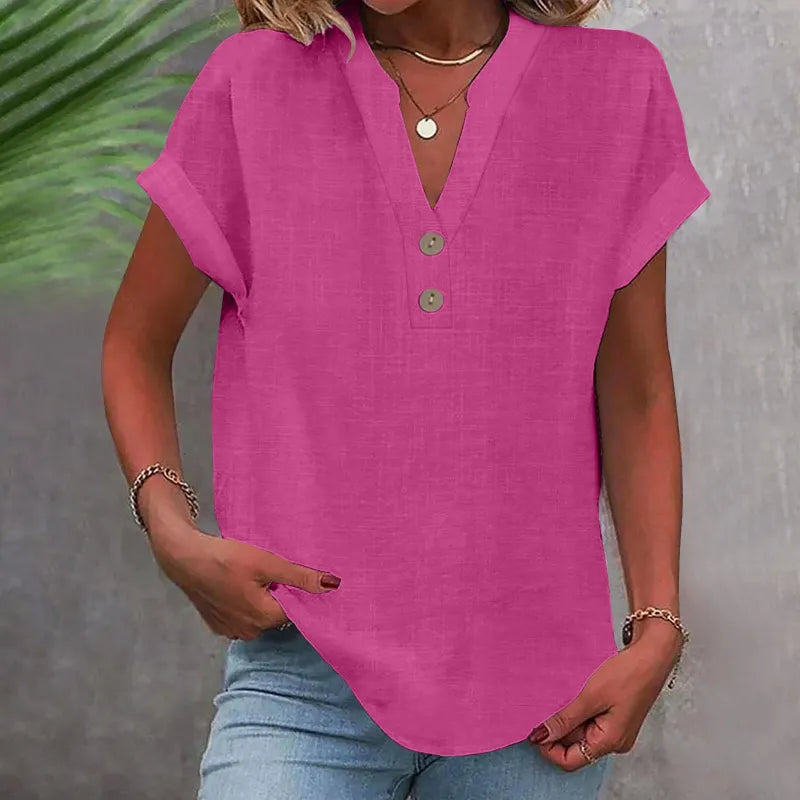 Blouse Femme Col Boutonné Décontractée