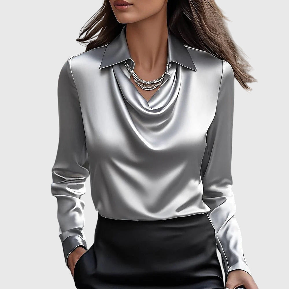 Blouse Femme Satin Drapé Élégant