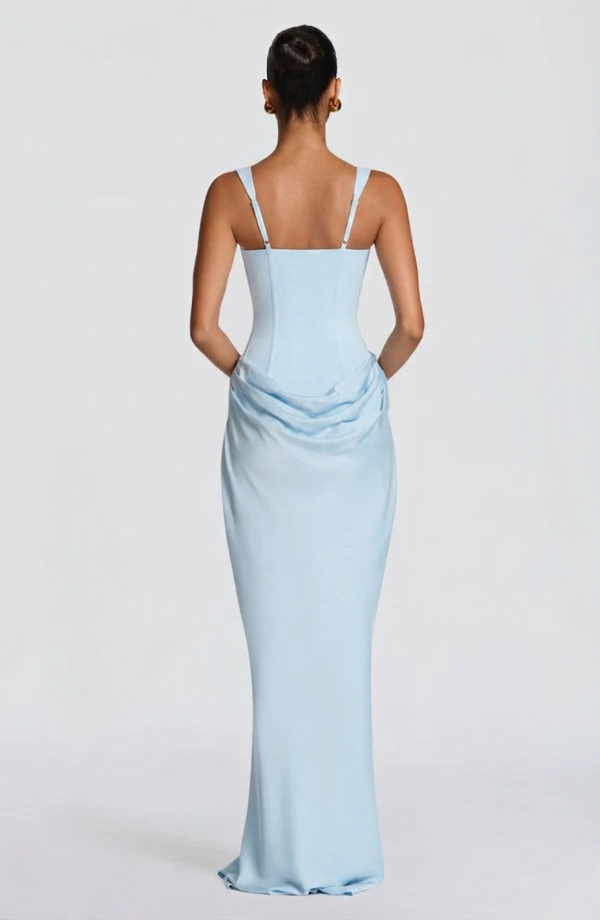 Robe Longue Drapée à Bretelles Femme
