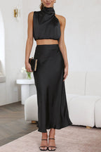 Robe Longue Satinée Sans Manches