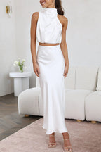 Robe Longue Satinée Sans Manches