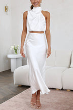 Robe Longue Satinée Sans Manches