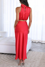 Robe Longue Satinée Sans Manches