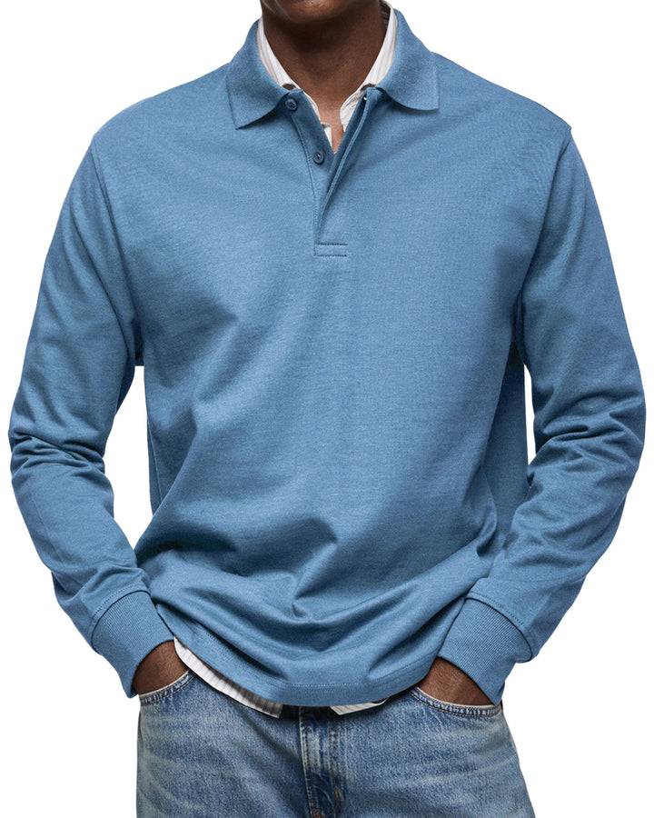 Polo Homme à Manches Longues et Col Classique