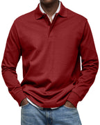 Polo Homme à Manches Longues et Col Classique