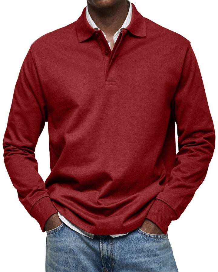 Polo Homme à Manches Longues et Col Classique
