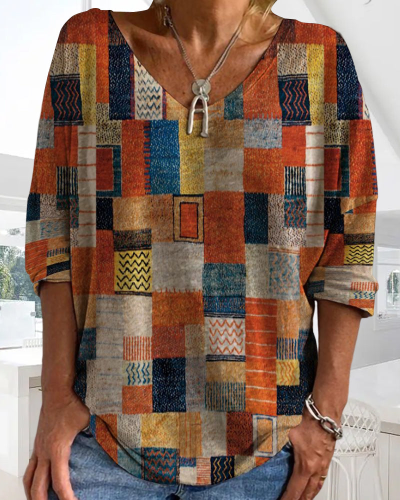 Blouse Femme Patchwork Artistique Chic