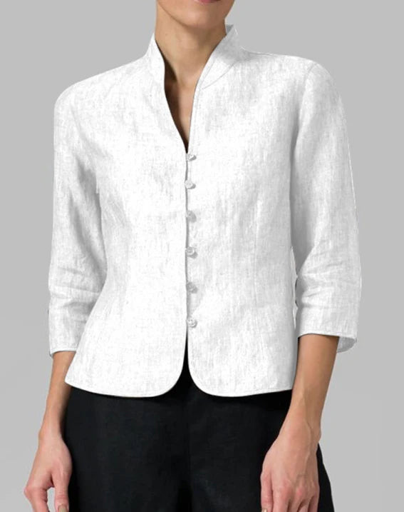 Blazer Femme Lin Élégance Minimaliste
