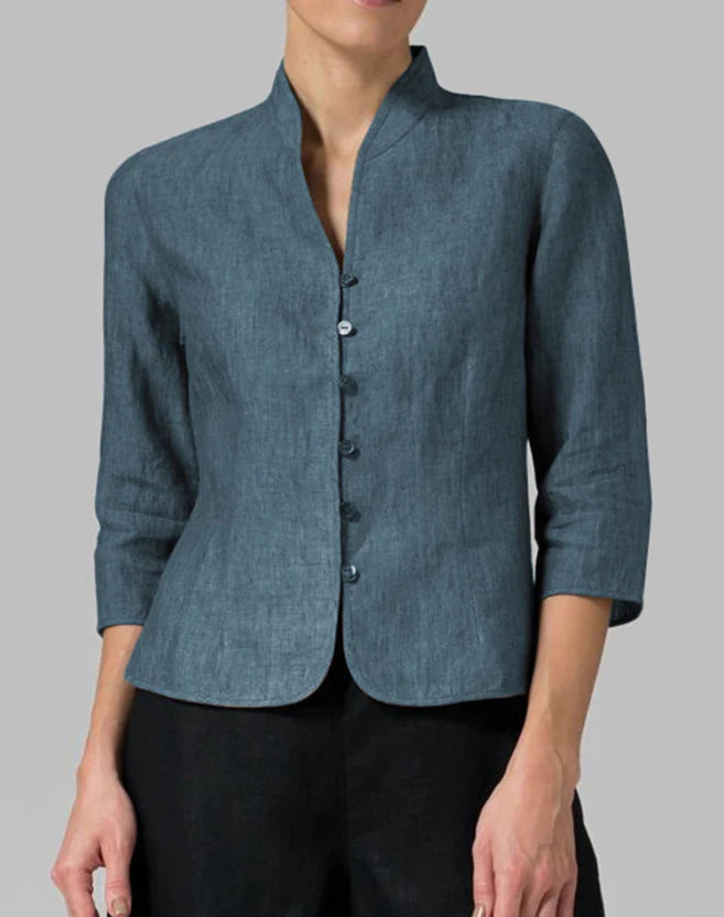 Blazer Femme Lin Élégance Minimaliste