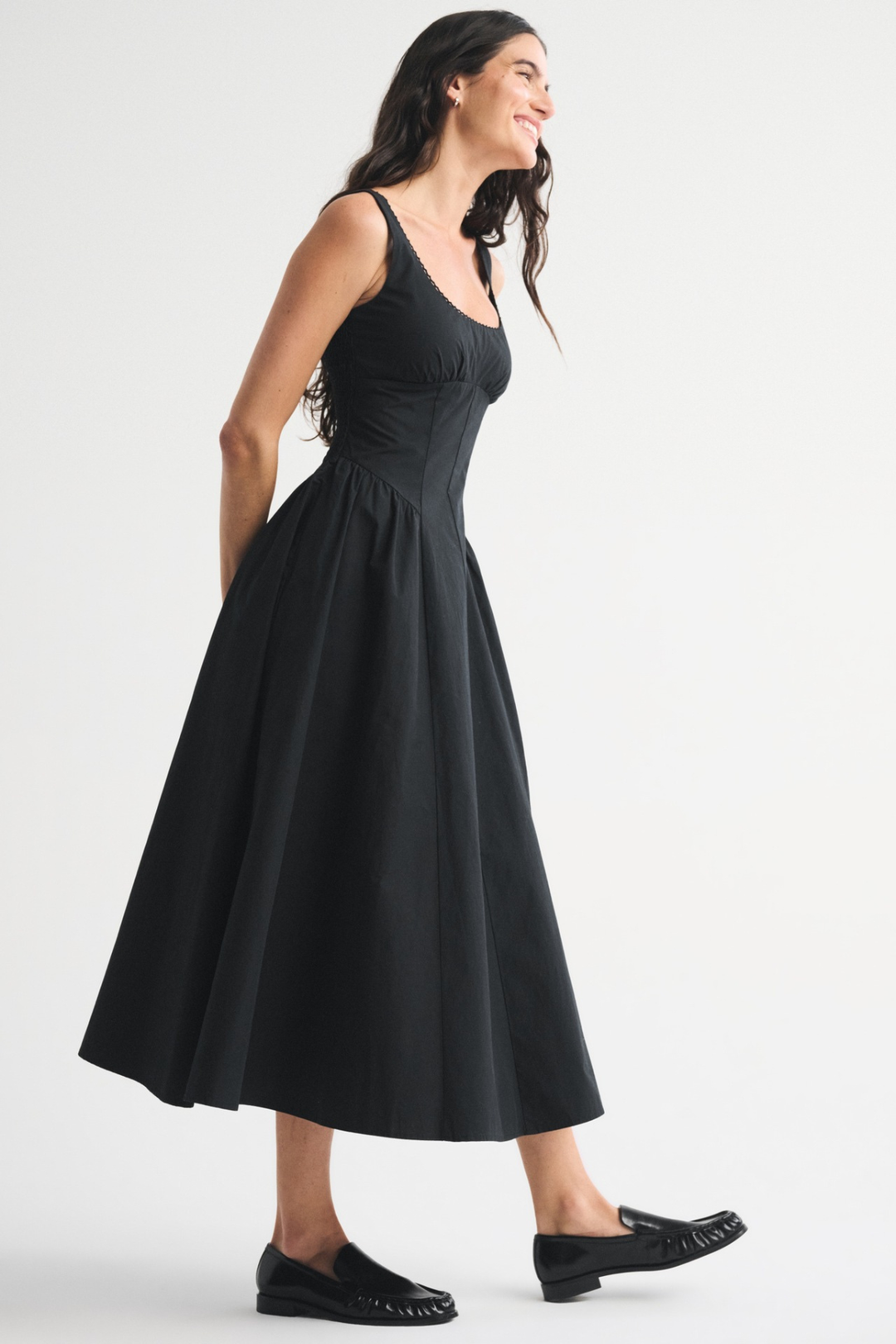 Robe Midi Sans Manches à Pois Femme