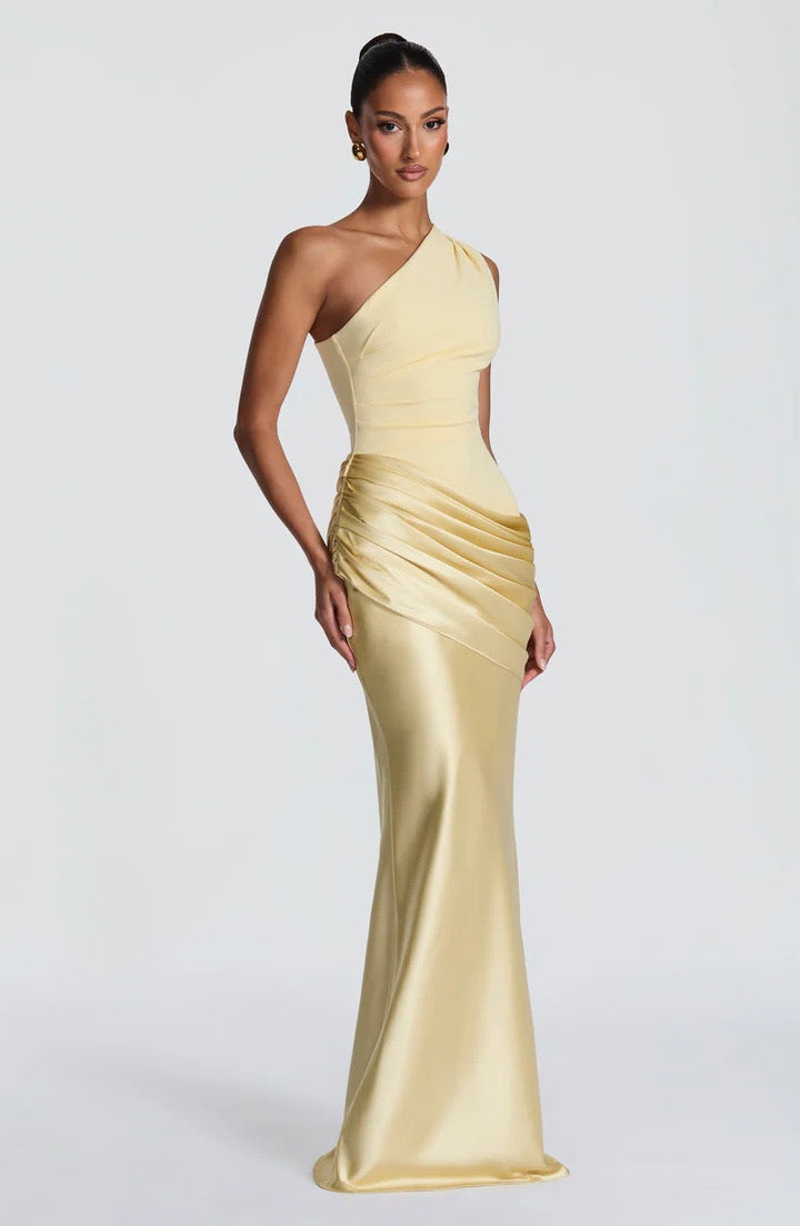 Robe Longue Asymétrique Drapée Femme