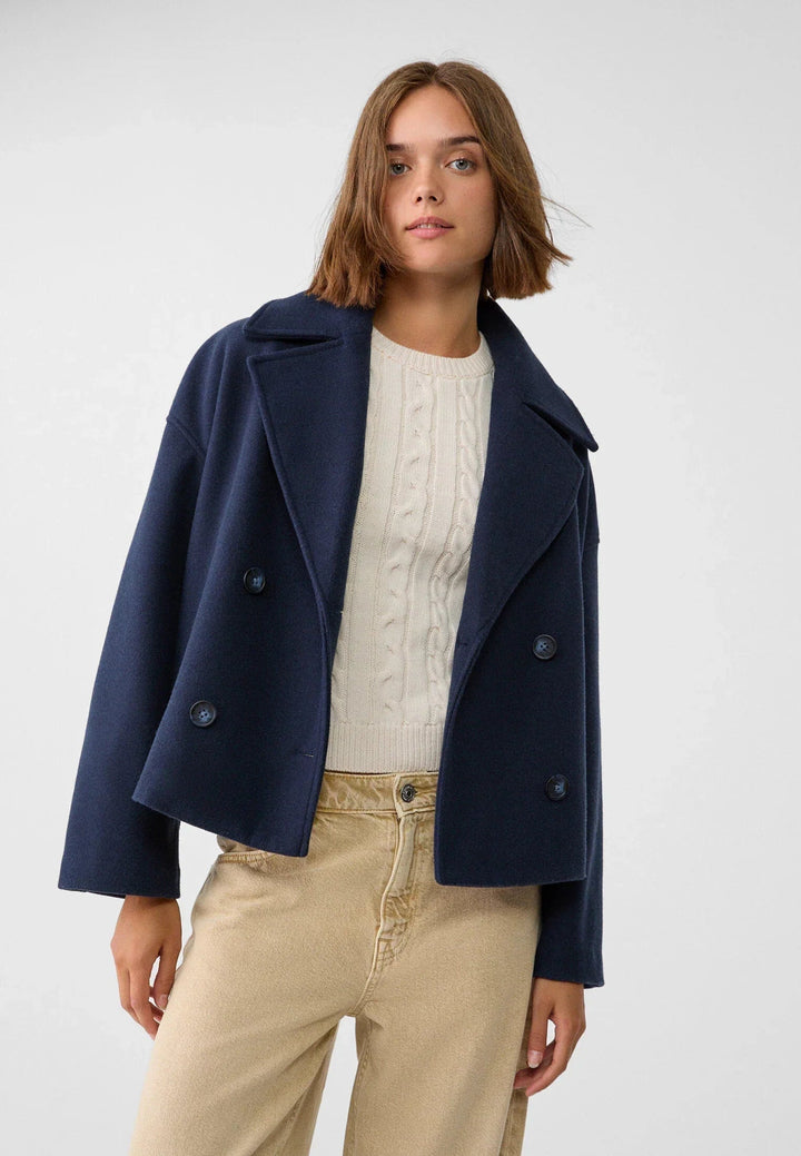 Veste Courte Croisée à Double Boutonnage