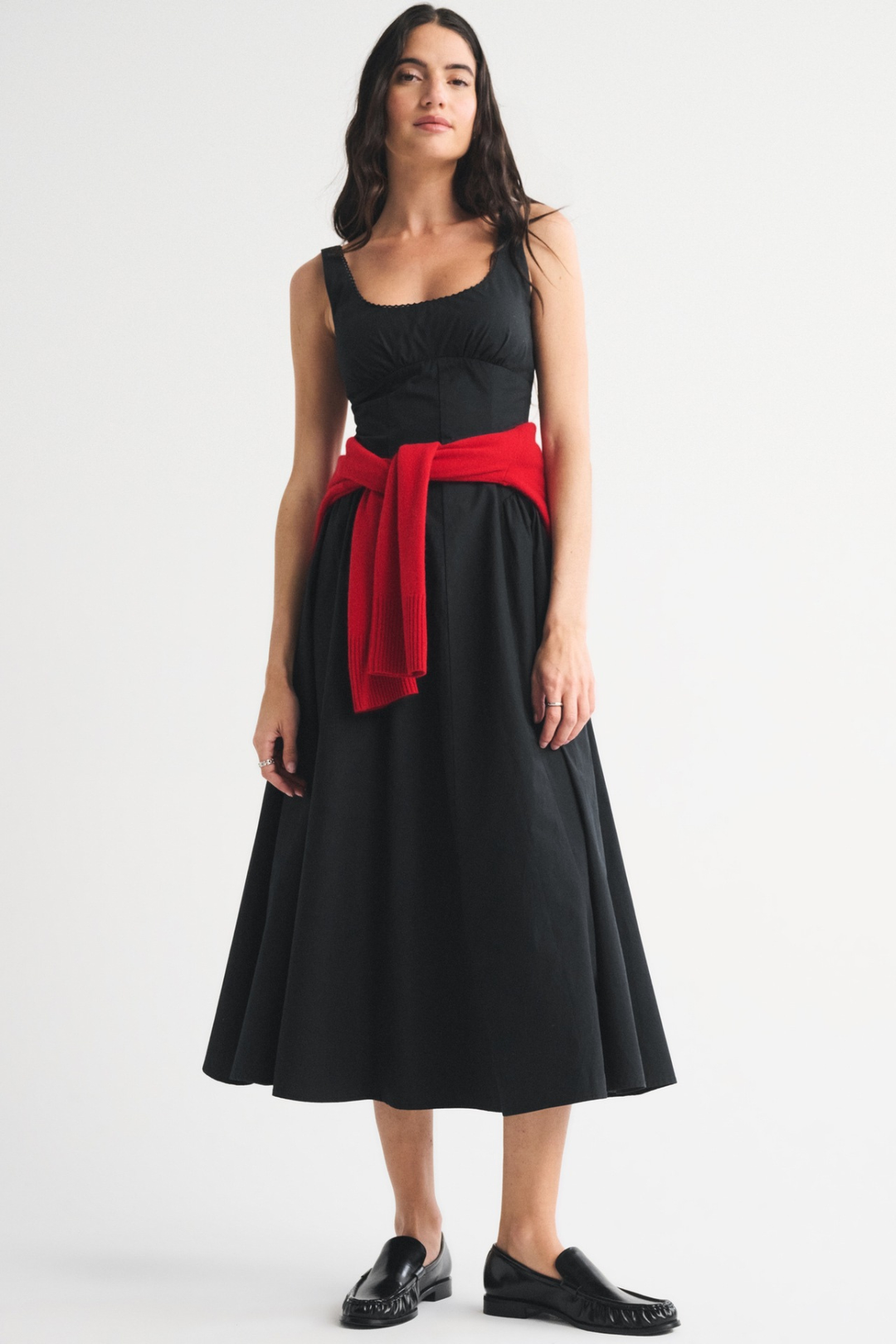 Robe Midi Sans Manches à Pois Femme