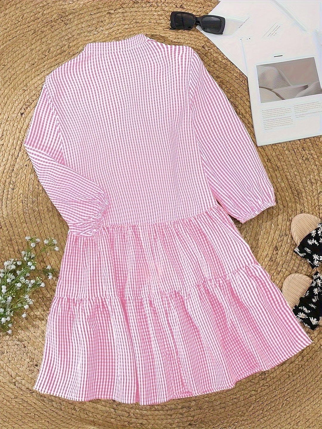 Robe Courte à Carreaux Vichy et Taille Froncée