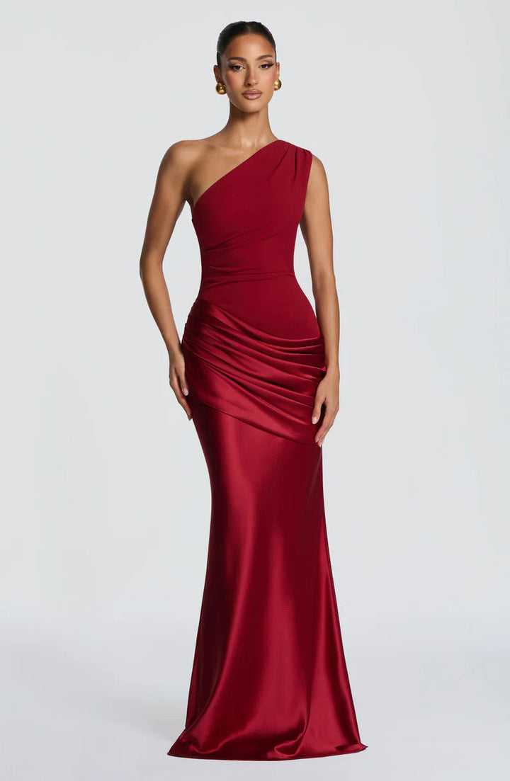 Robe Longue Asymétrique Drapée Femme