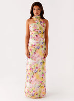 Robe Longue Asymétrique à Col Montant Femme