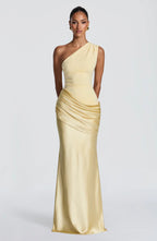Robe Longue Asymétrique Drapée Femme