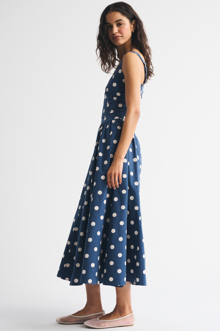 Robe Midi Sans Manches à Pois Femme