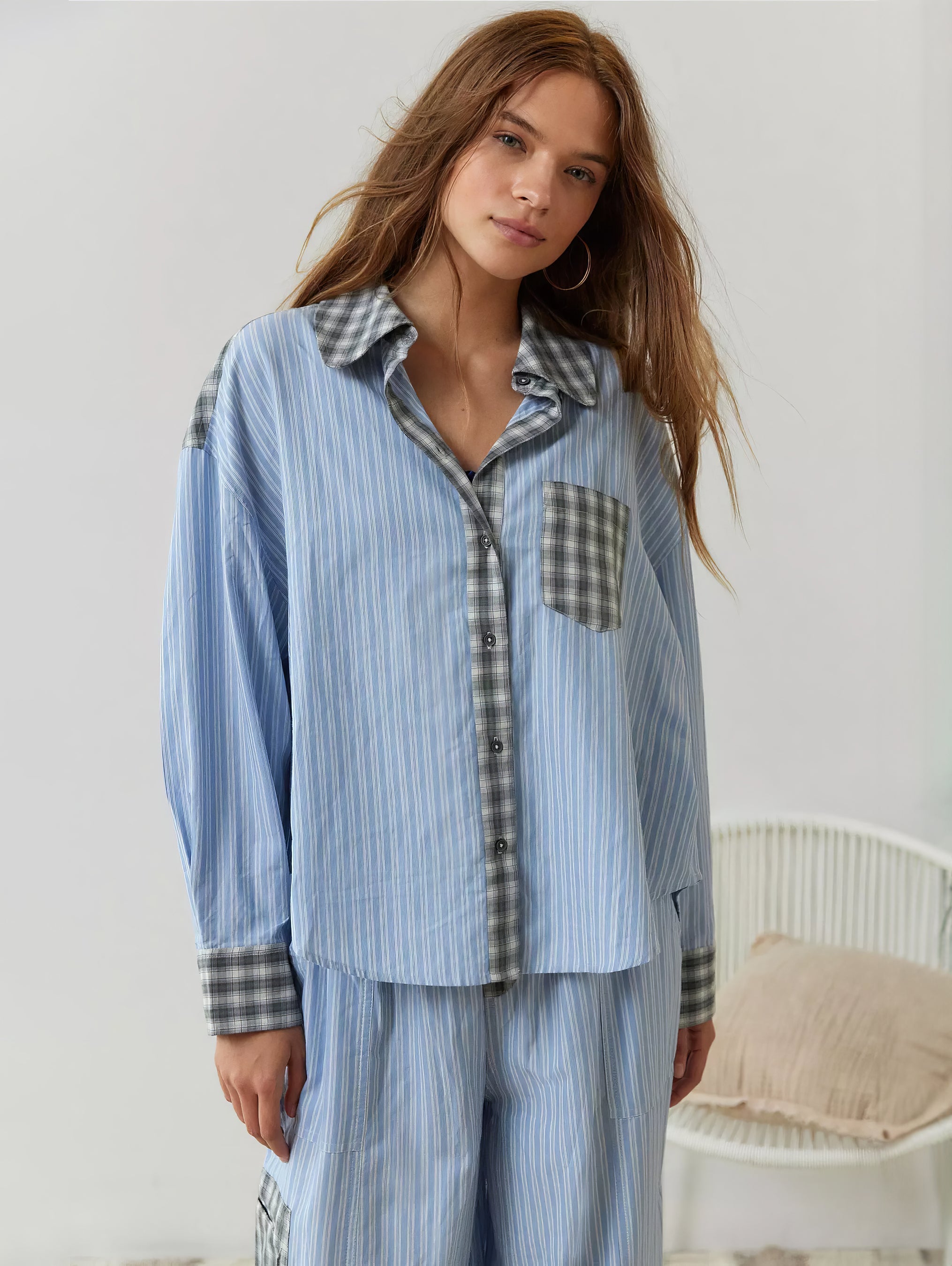 Ensemble Pyjama Rayé Patchwork Femme