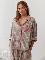 Ensemble Pyjama Rayé Patchwork Femme