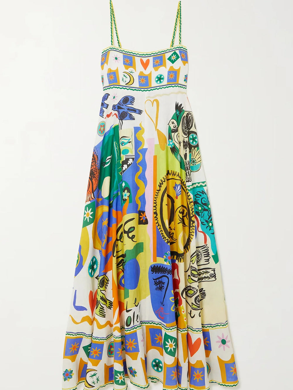 Robe Longue Imprimée à Bretelles et Jupe Évasée