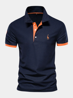 Polo Homme Contrasté à Col Boutonné