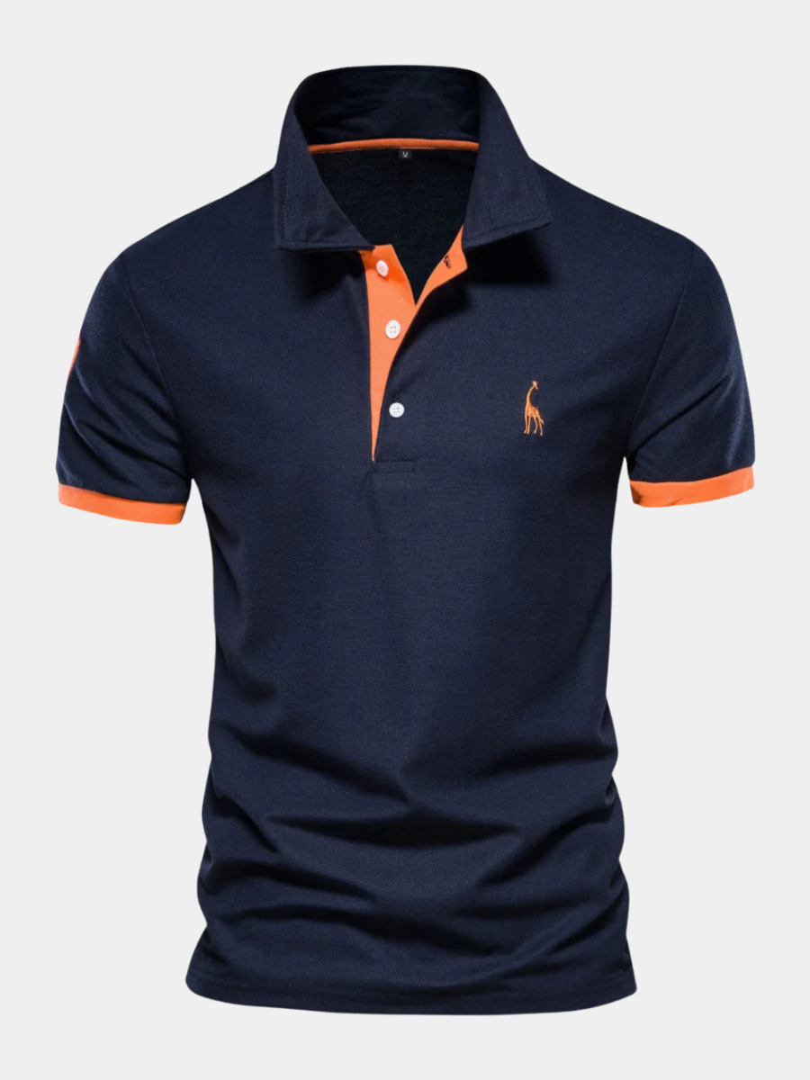 Polo Homme Contrasté à Col Boutonné