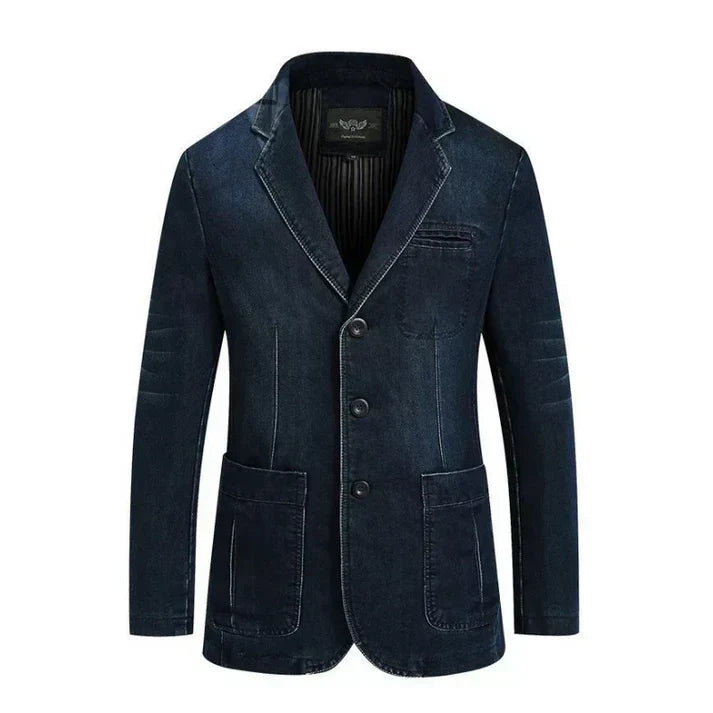 Blazer en Denim Homme à Coupe Tailleur