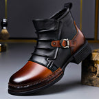 Bottines en Cuir Bicolores Boucle Élégante Confort et Style Moderne