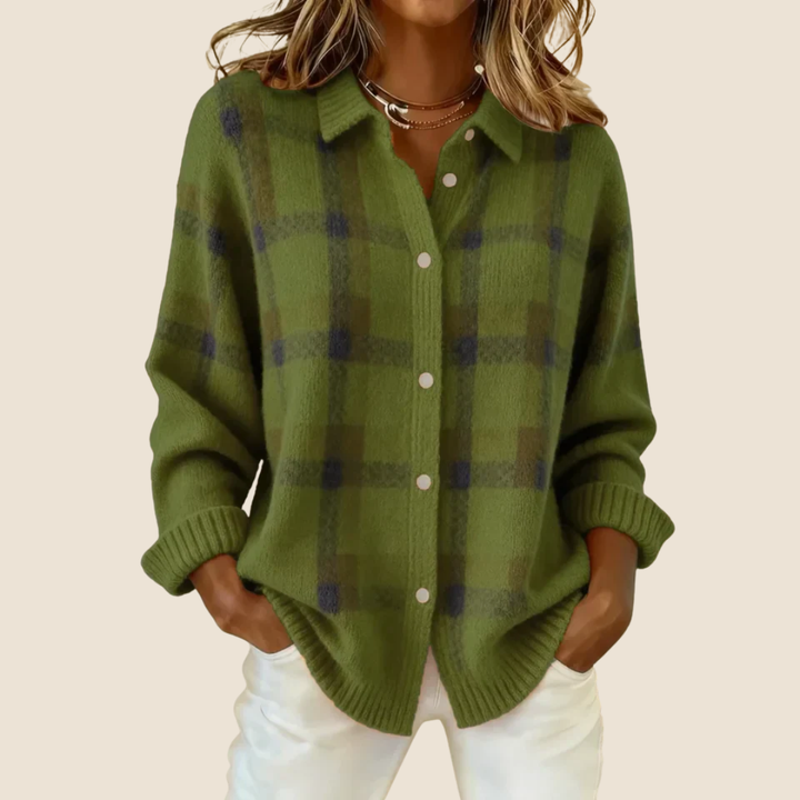Cardigan Carreaux Boutonné Femme