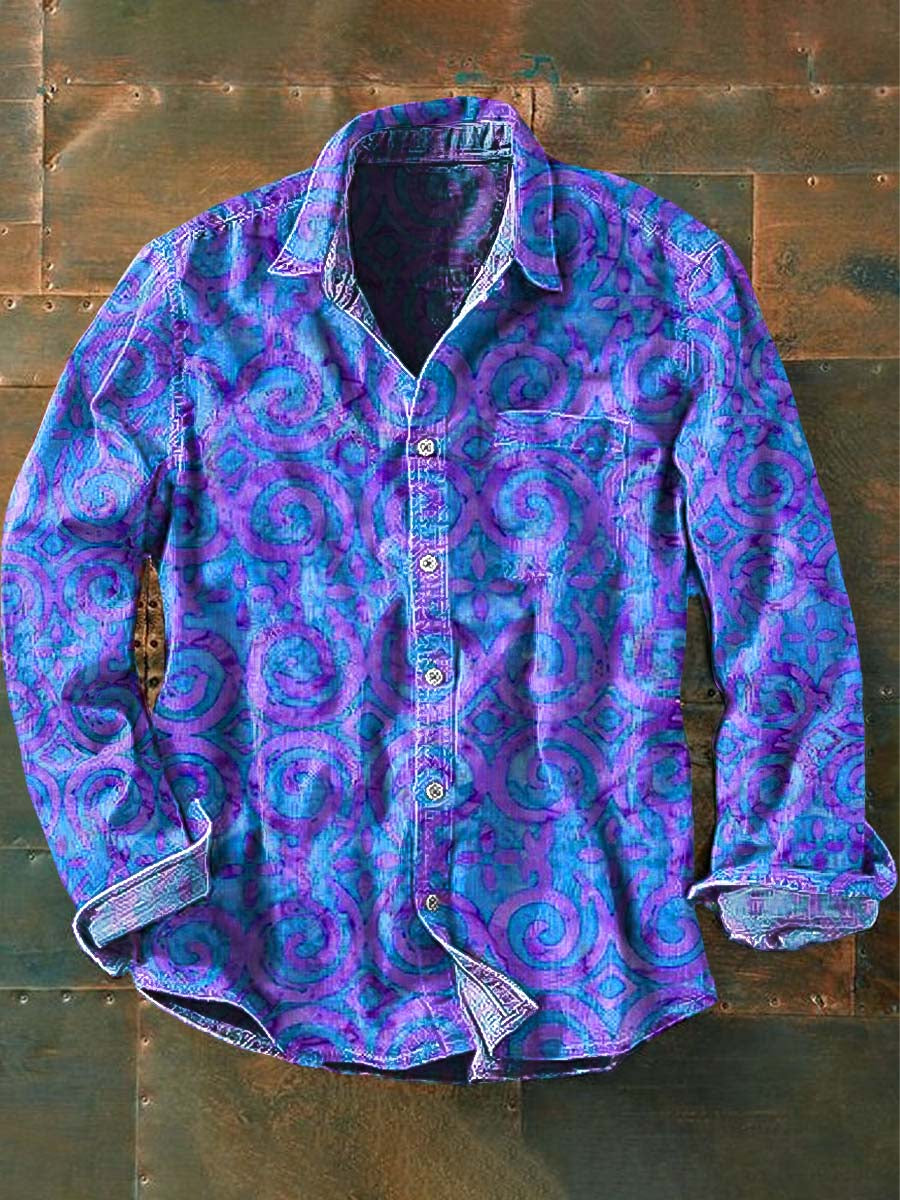 Chemise Homme Motif Artistique Vintage