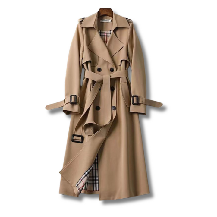Trench Long Croisé avec Ceinture