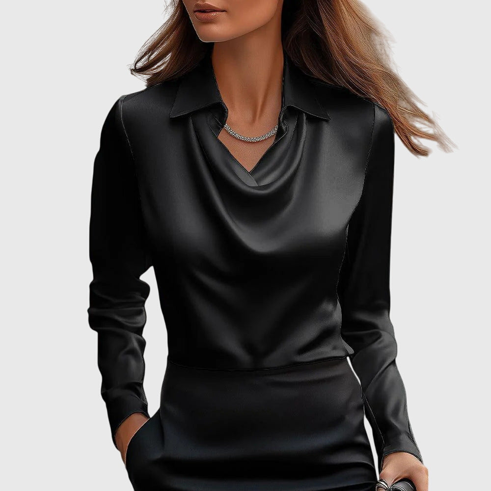Blouse Femme Satin Drapé Élégant