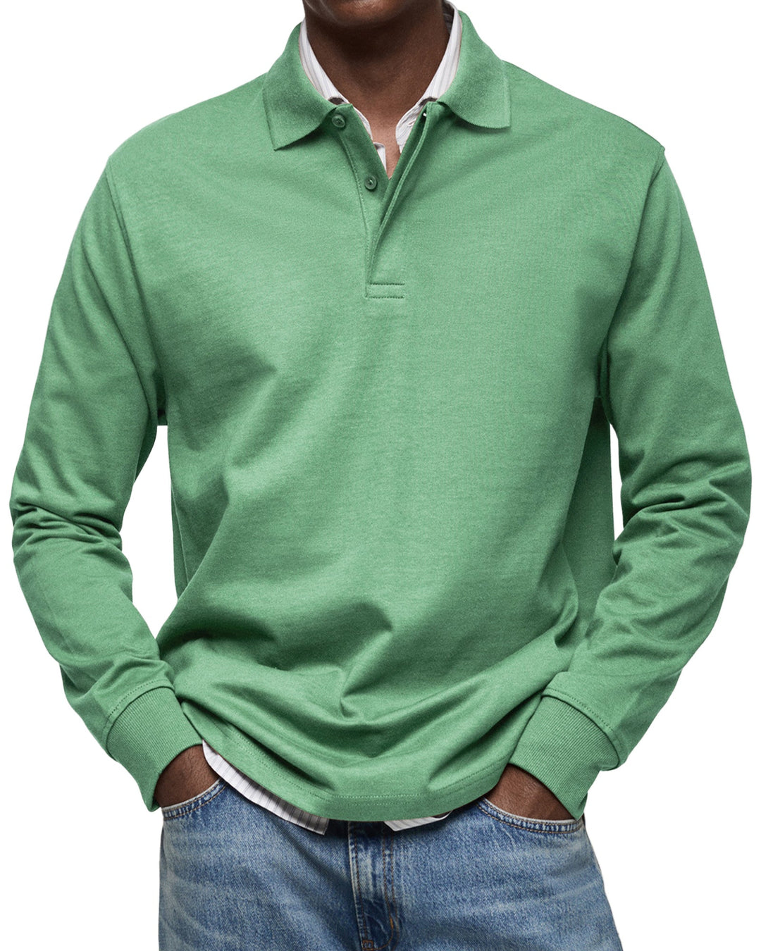 Polo Homme à Manches Longues et Col Classique