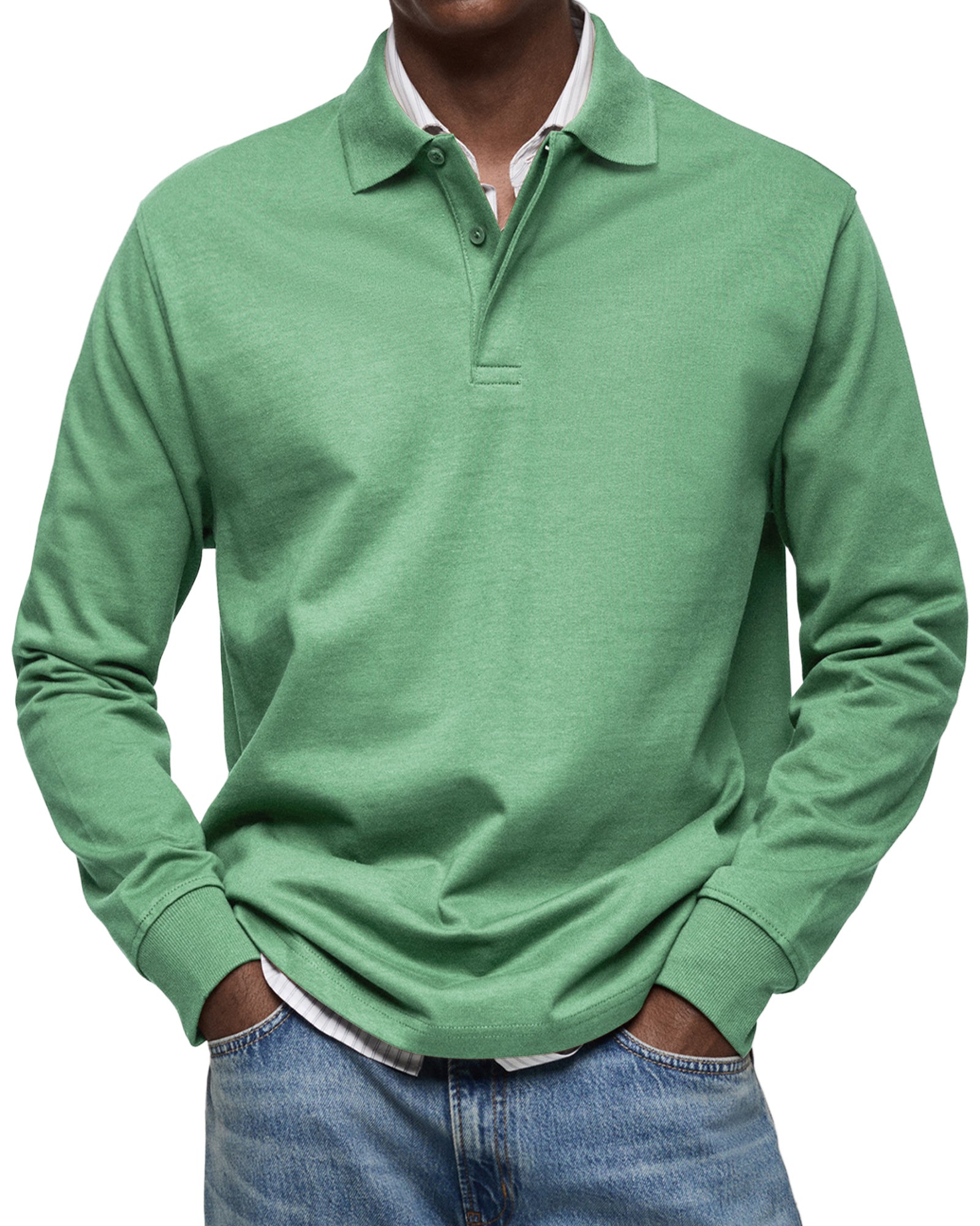 Polo Homme à Manches Longues et Col Classique