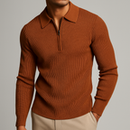 Pull Polo Texturé Col Zippé Élégant Confort et Style Moderne