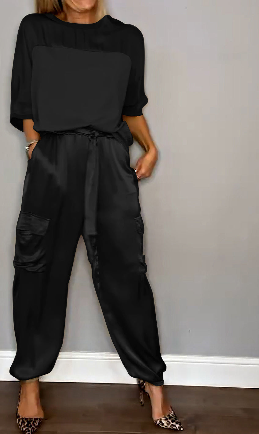 Ensemble Satiné Haut Ample et Pantalon Jogger