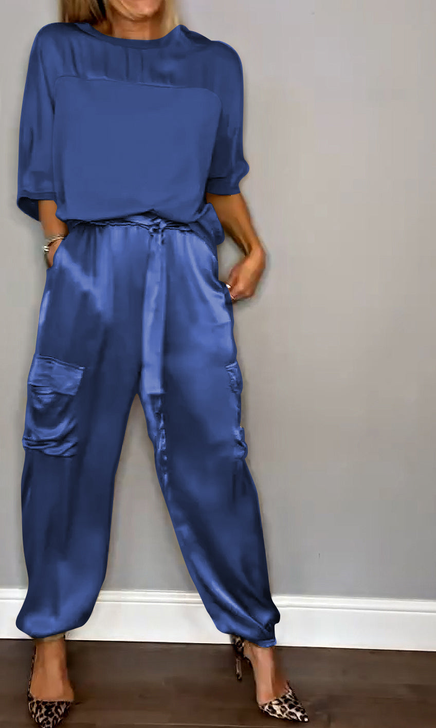 Ensemble Satiné Haut Ample et Pantalon Jogger