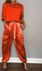 Ensemble Satiné Haut Ample et Pantalon Jogger