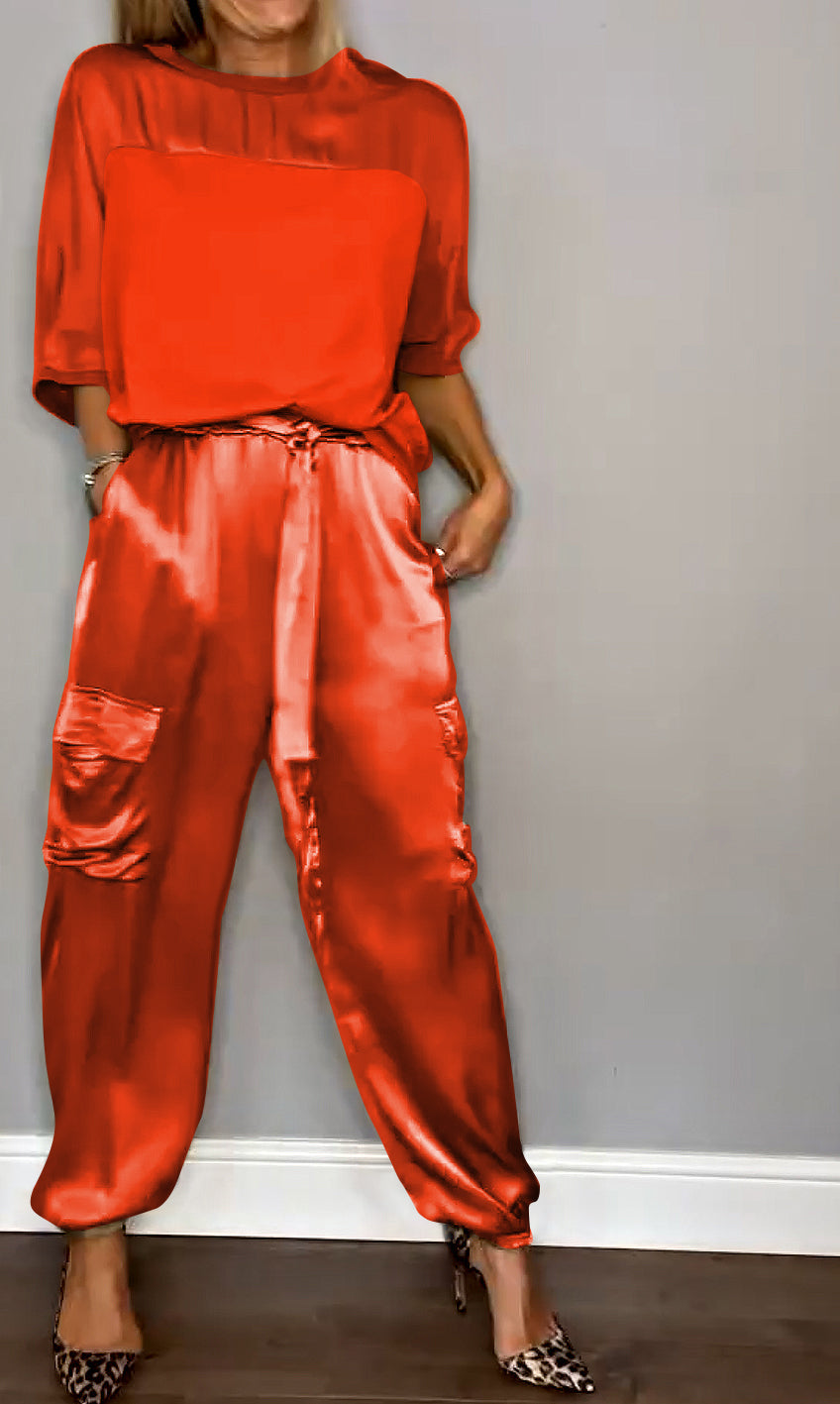 Ensemble Satiné Haut Ample et Pantalon Jogger