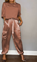 Ensemble Satiné Haut Ample et Pantalon Jogger