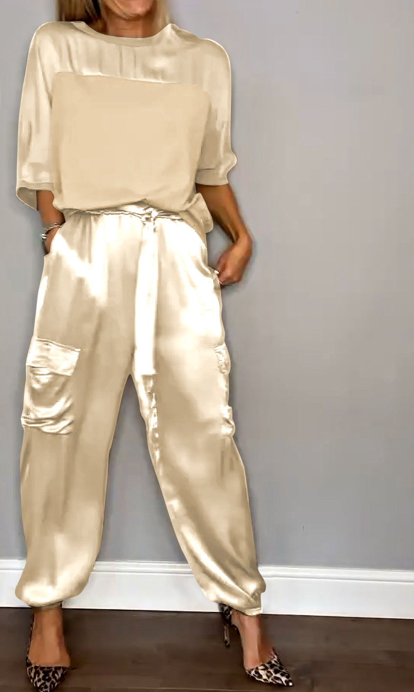 Ensemble Satiné Haut Ample et Pantalon Jogger