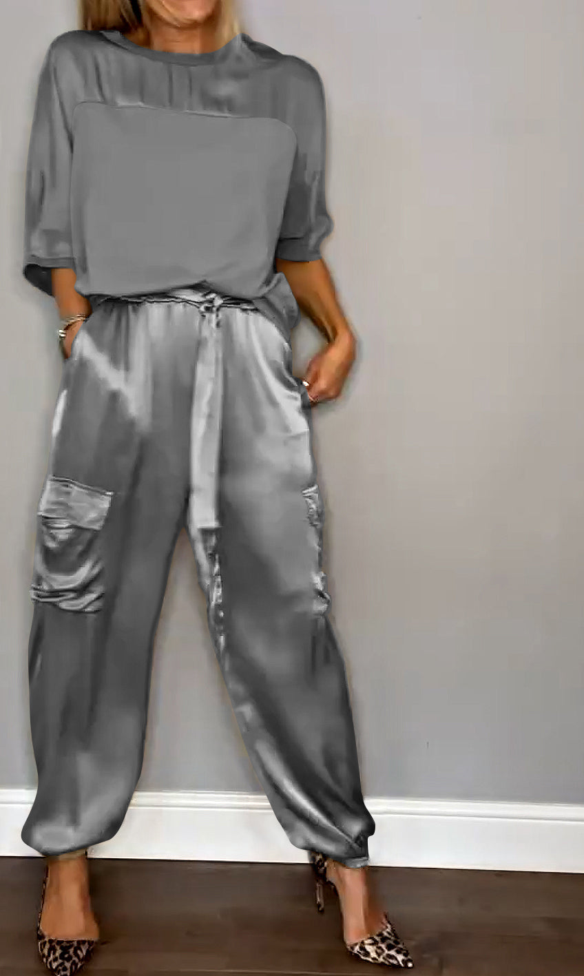 Ensemble Satiné Haut Ample et Pantalon Jogger