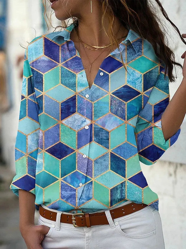 Blouse Femme Motif Géométrique Moderne