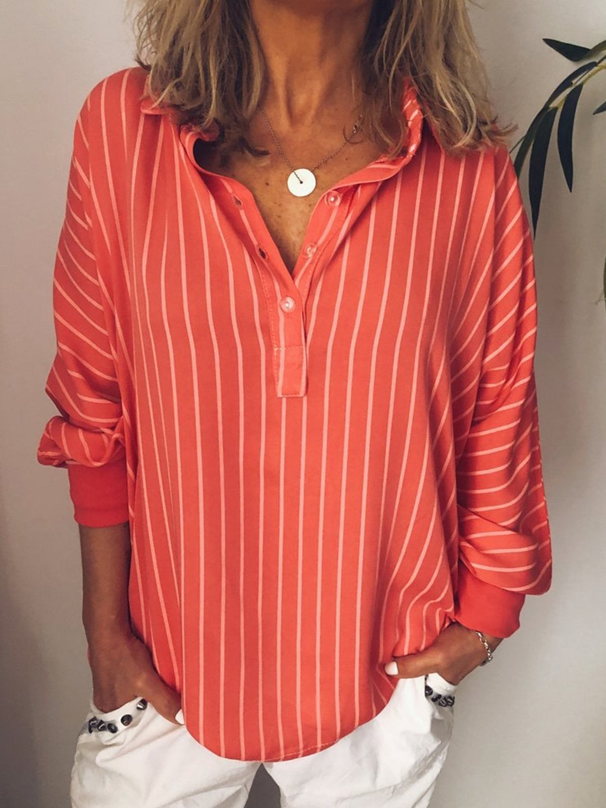 Blouse Femme Rayée Style Décontracté
