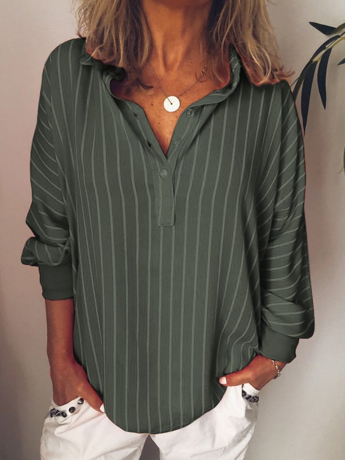 Blouse Femme Rayée Style Décontracté