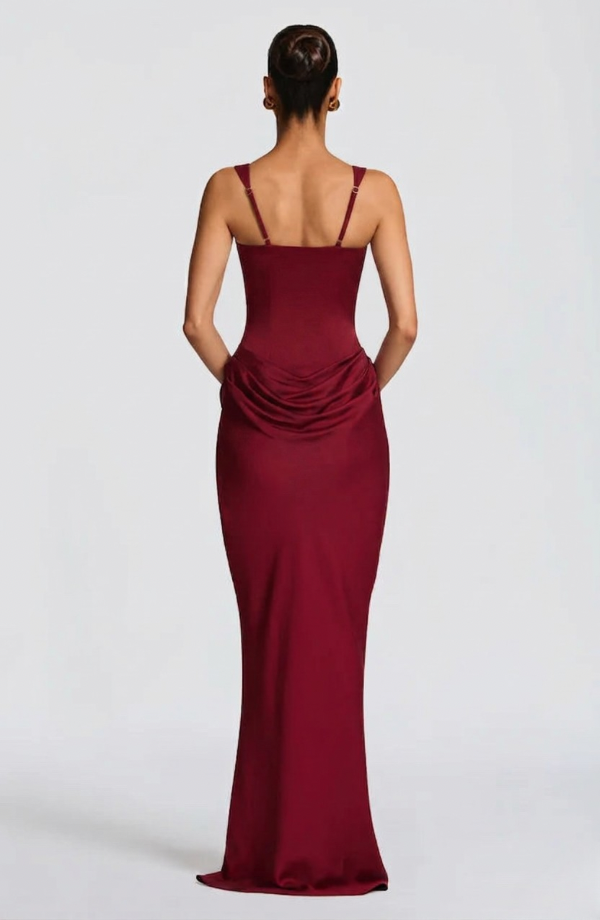 Robe Longue Drapée à Bretelles Femme