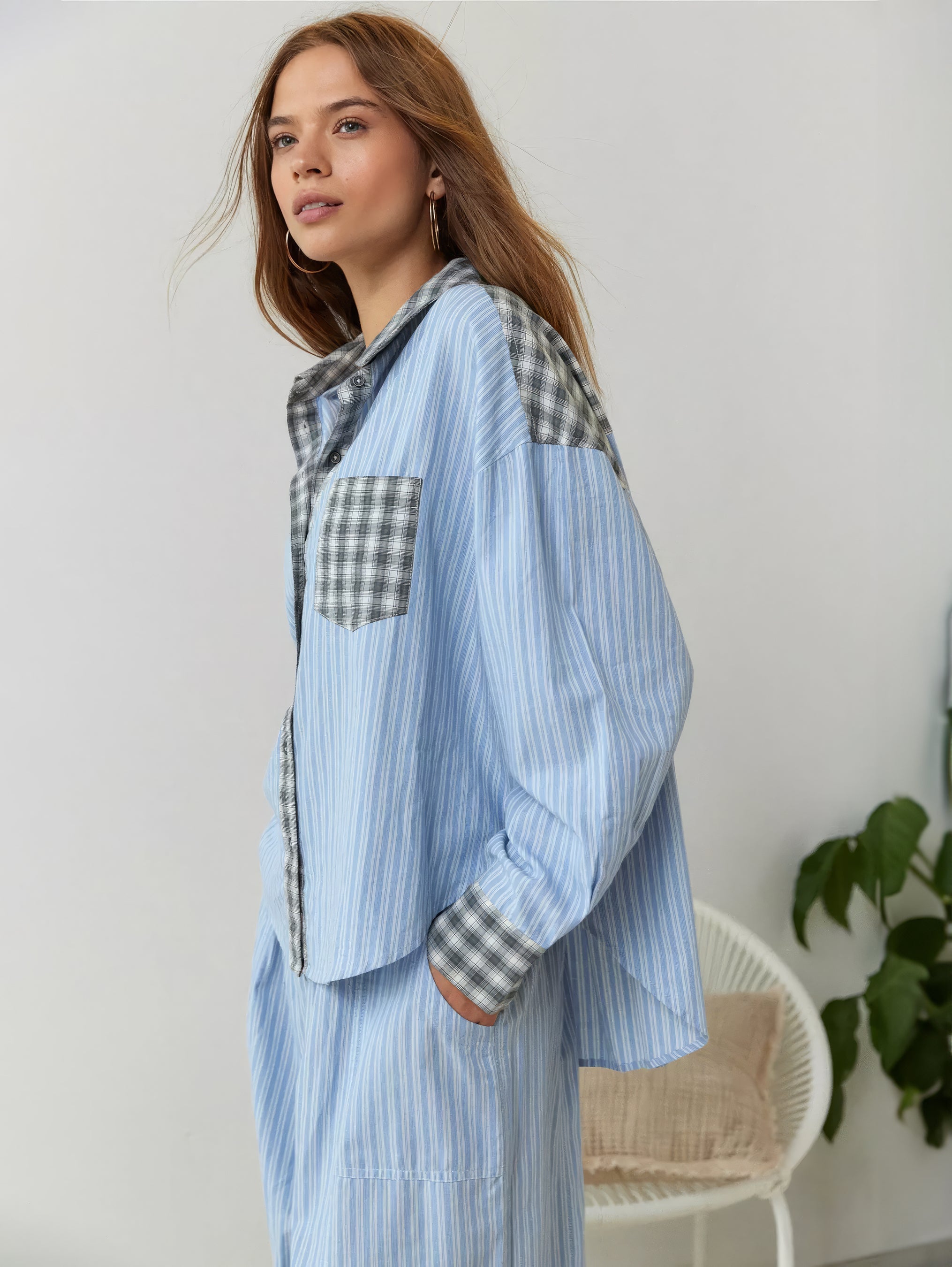 Ensemble Pyjama Rayé Patchwork Femme
