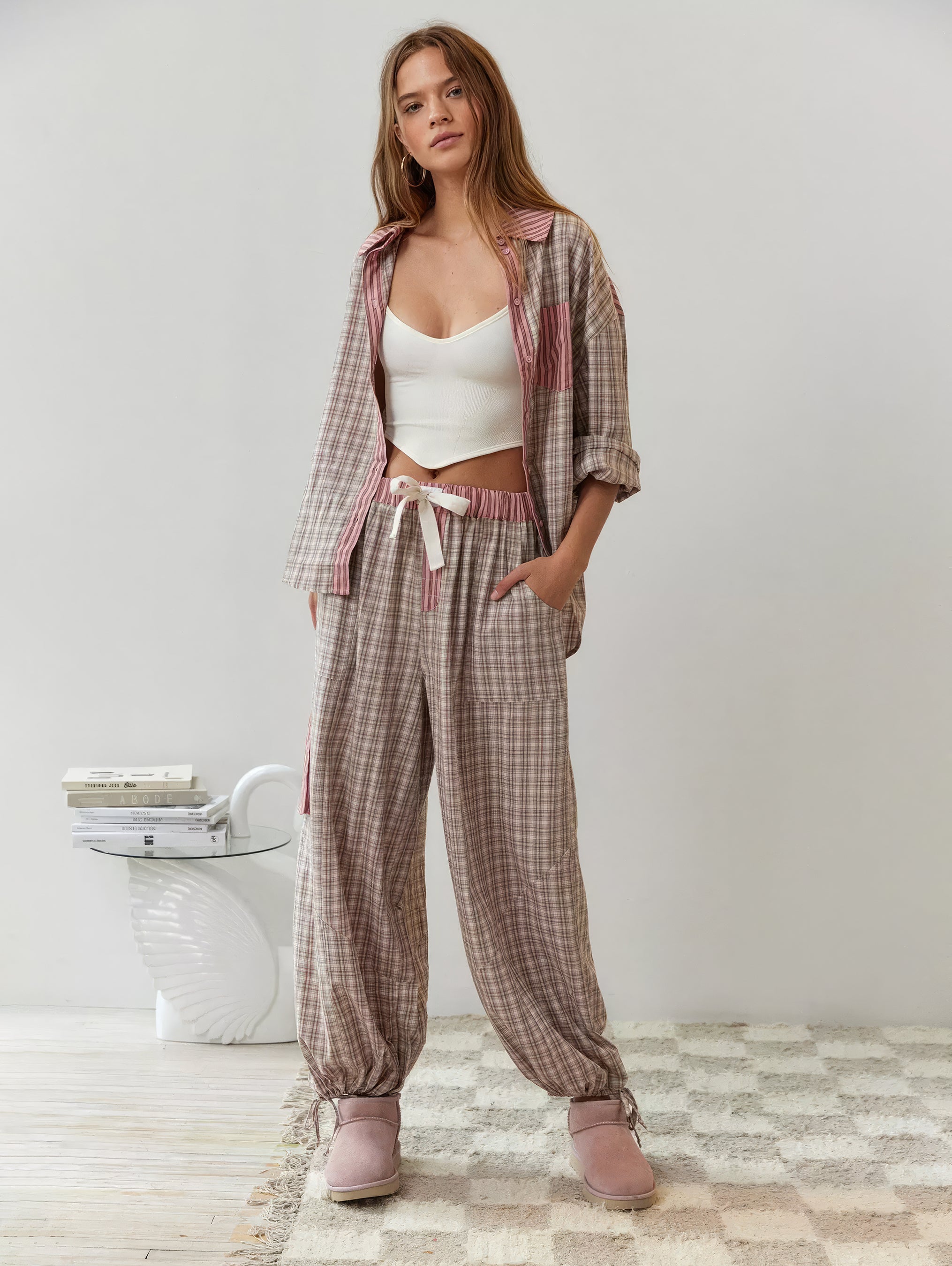 Ensemble Pyjama Rayé Patchwork Femme