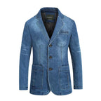 Blazer en Denim Homme à Coupe Tailleur